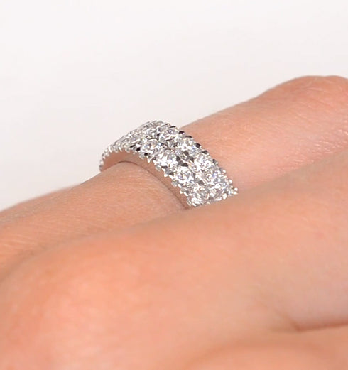 2 Row Diamond 1.00ct And Platinum Half Eternity Ring - S3482